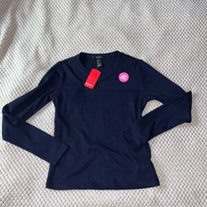 Navy Blue Long Sleeve Top w/ Open Back Cutout